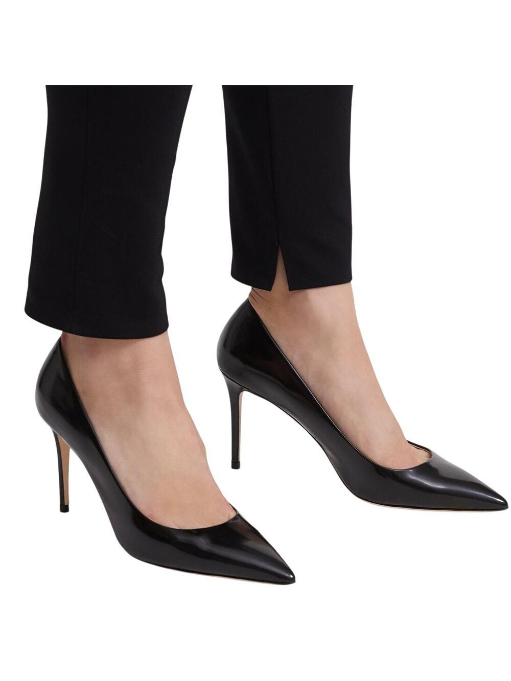Theory City Pump Black Leather Pointed Toe Pumps EU 38 Made in Italy NIB